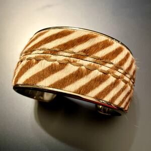 🎊HP🎊Tod's Calf Hair Silver Tone Cuff Bracelet